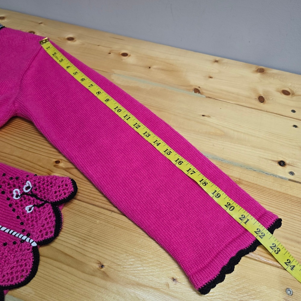 Storybook Knits Passionate Heart Cardigan Womens M Pink Embroidered Grandmacore - Picture 12 of 14